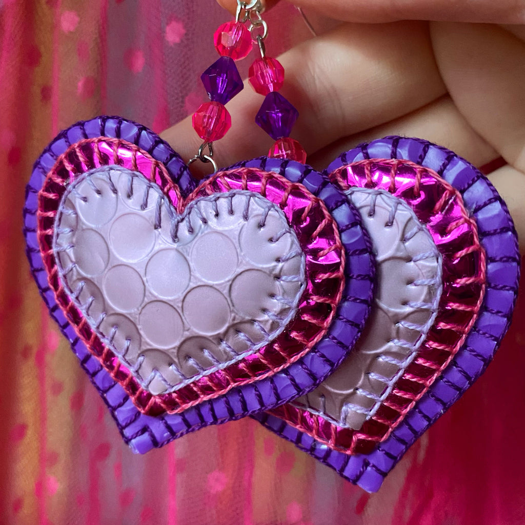 Heart earrings with bead detail