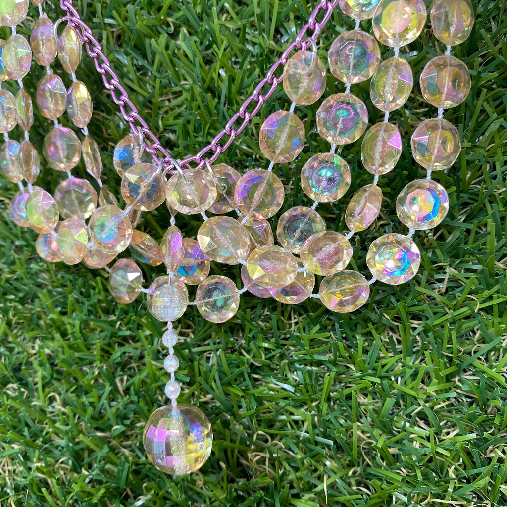 Multi strand bead and drop necklace