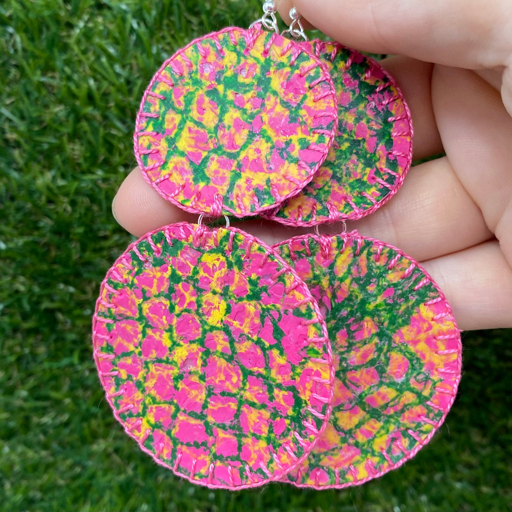 Patterned circle statement earrings