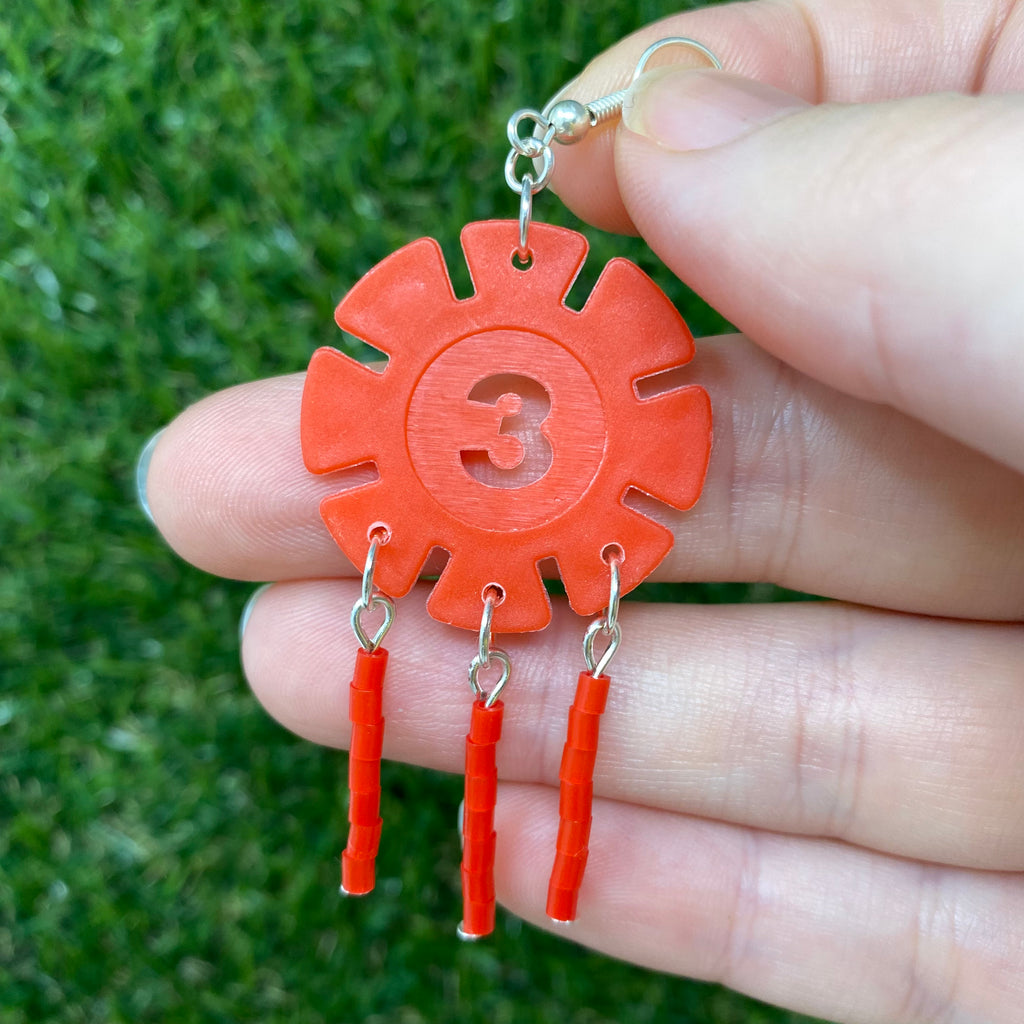 Upcycled number earrings